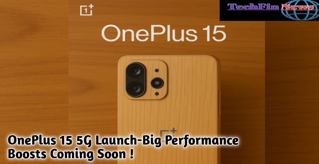 OnePlus 15 5G launch teaser showing futuristic smartphone design, Snapdragon 8 Elite 2 processor highlight, and 2025 release date